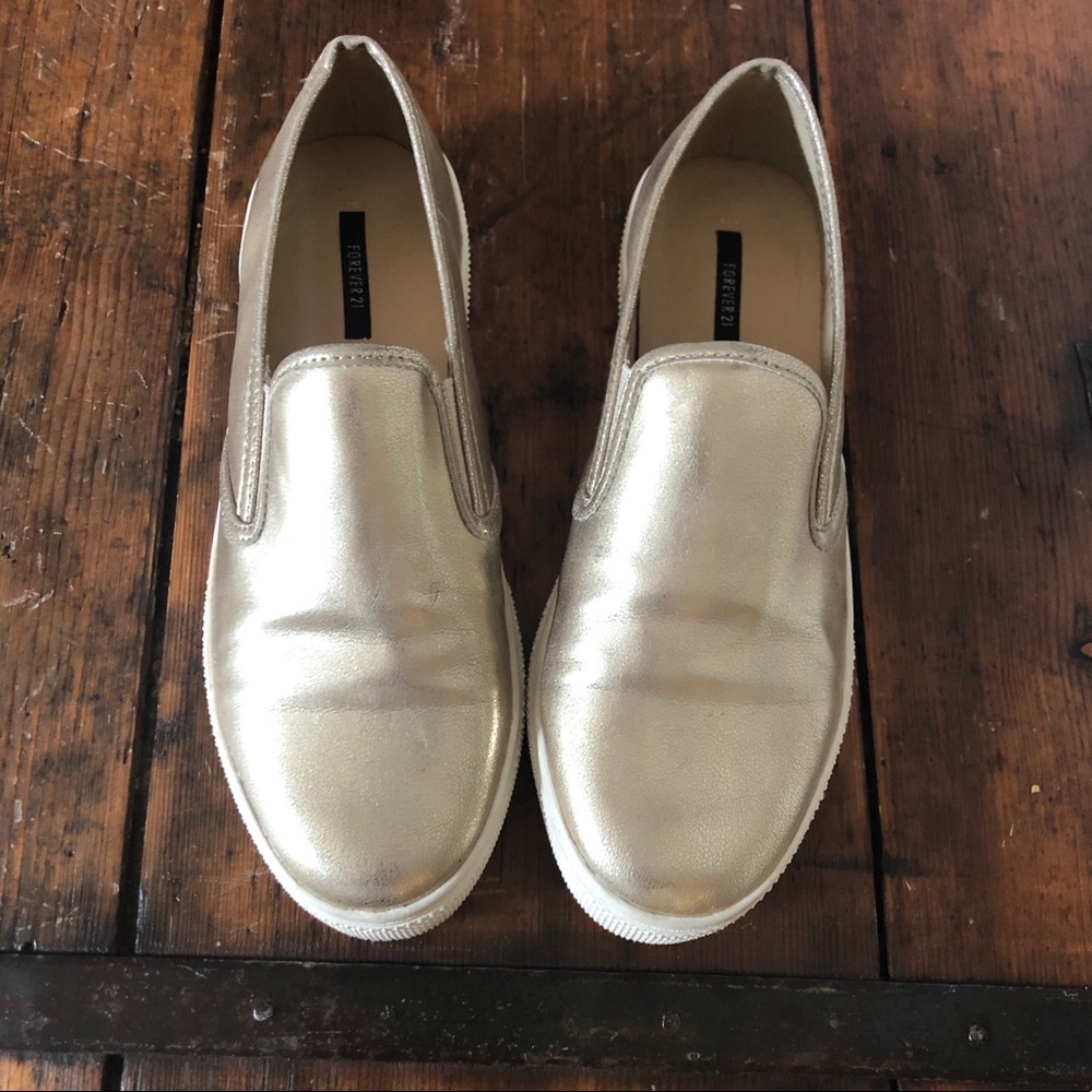Forever 21 gold slip ons